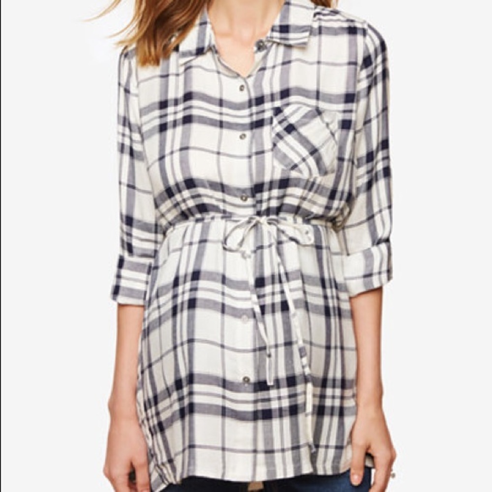 Motherhood maternity plaid shirt
